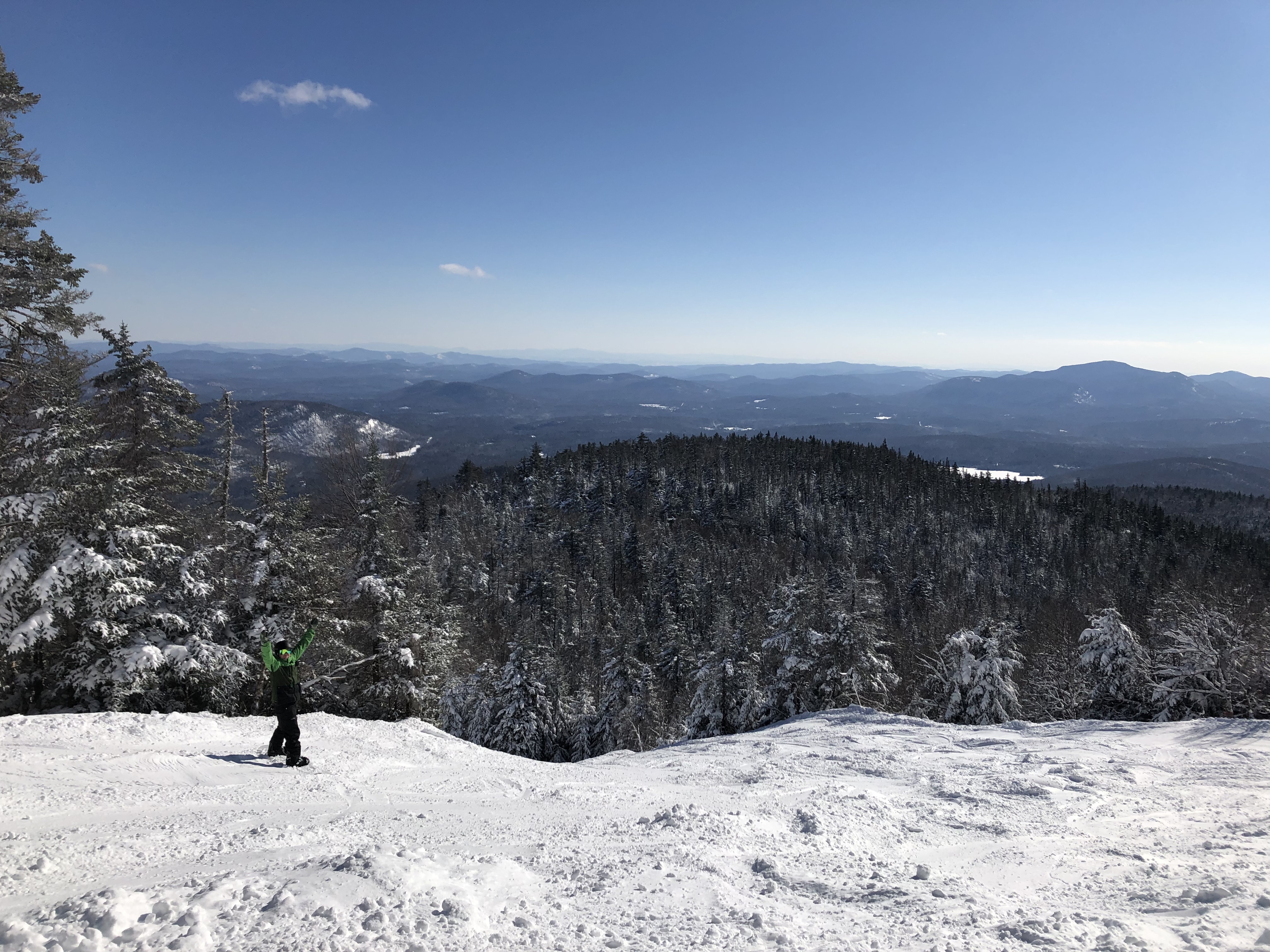 Snowboarder on trail