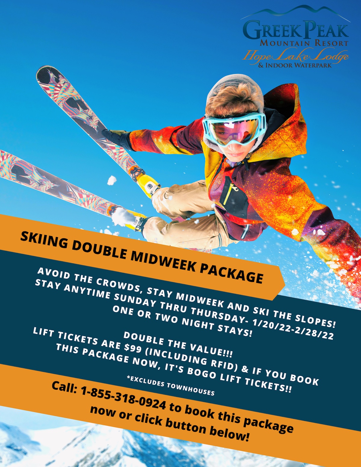 Greek Peak Skiing Double Package