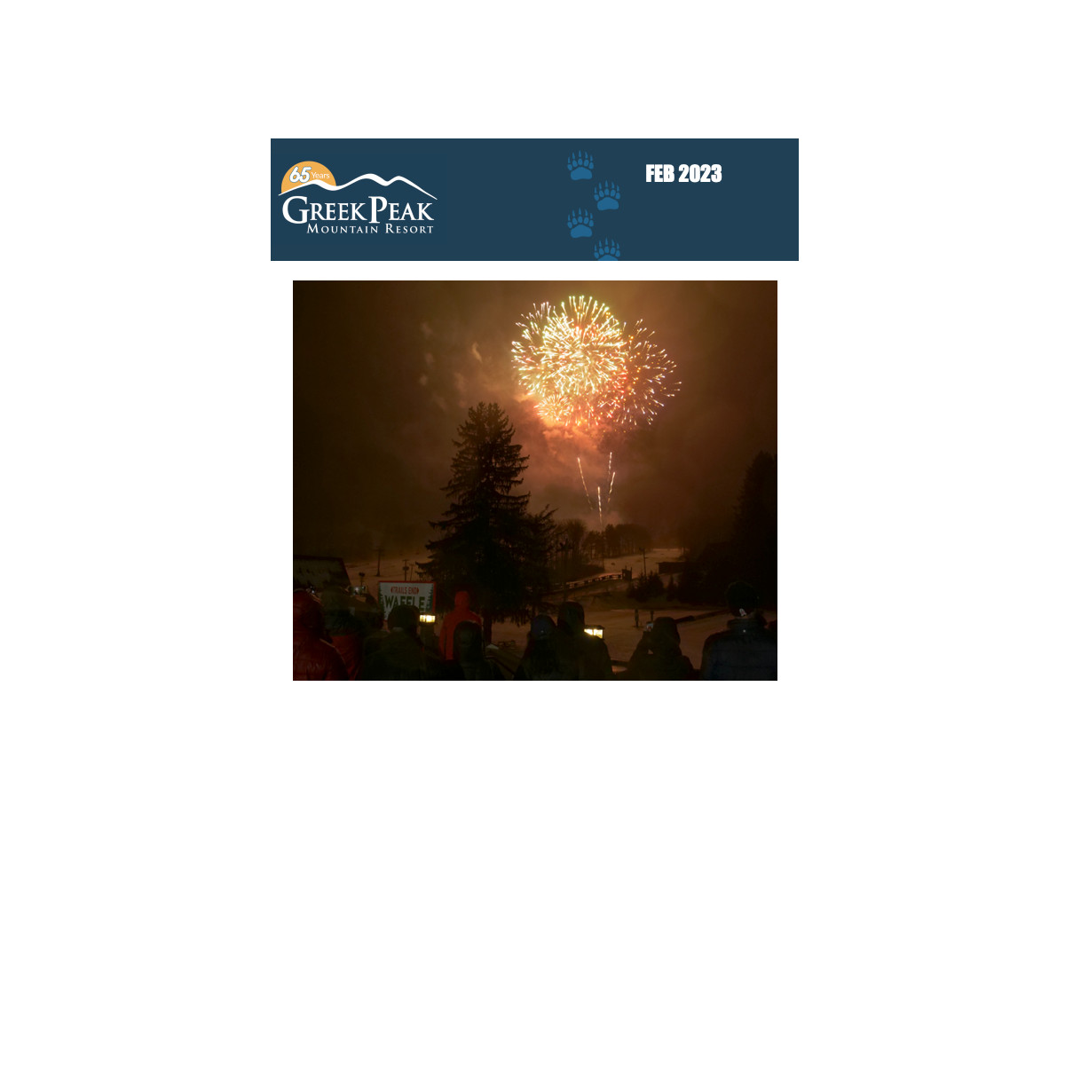 Greek Peak logo and Fireworks