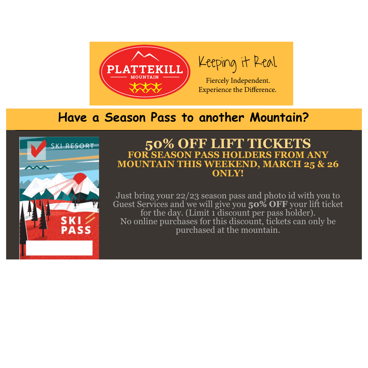 Plattekill Lift Ticket Promo
