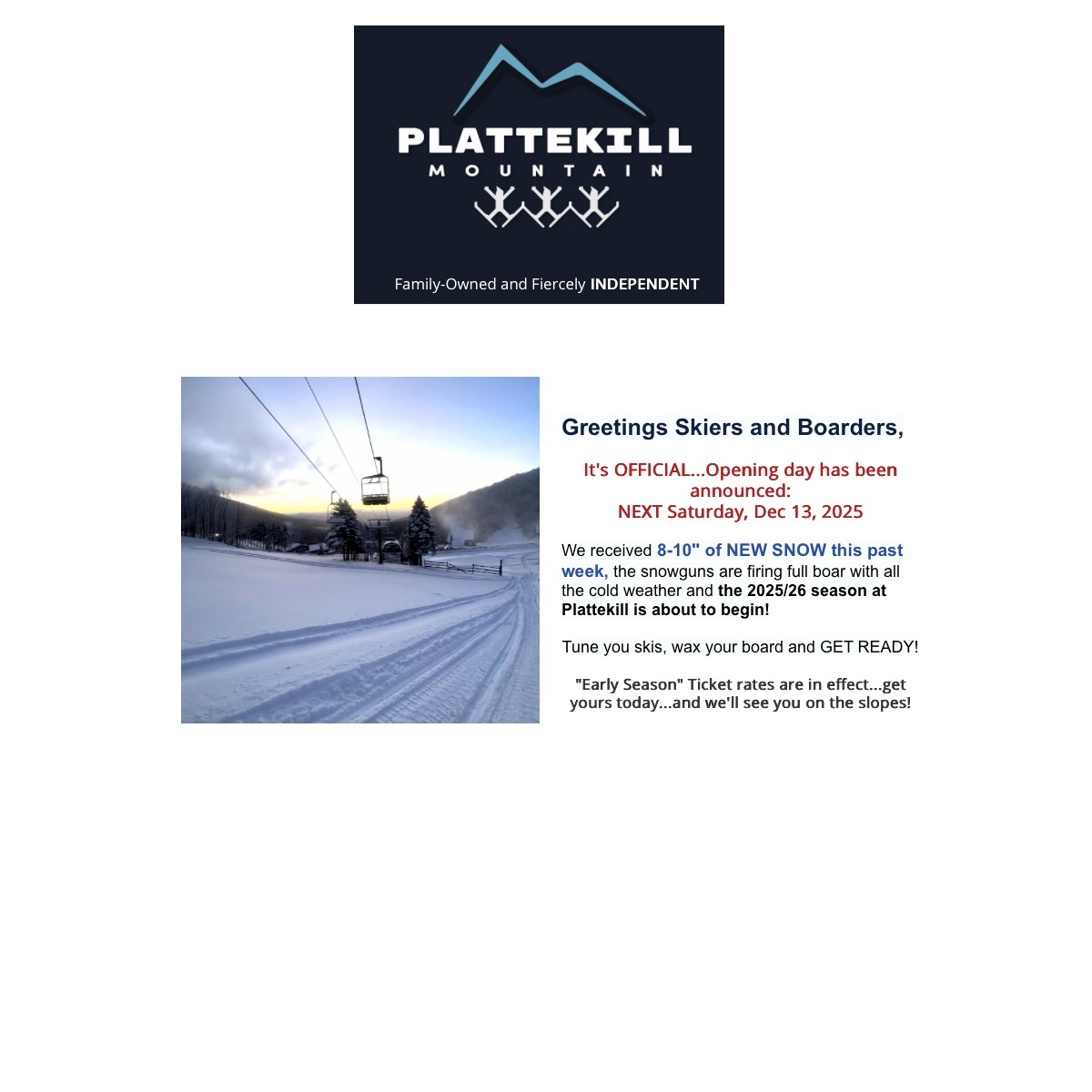 Plattekill Mountain Opening Day