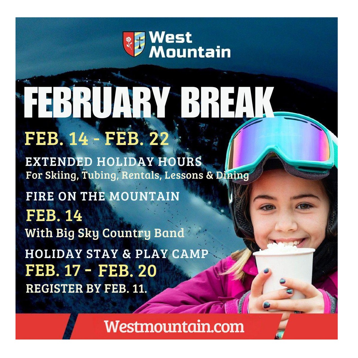 West Mountain Feb Break Calendar