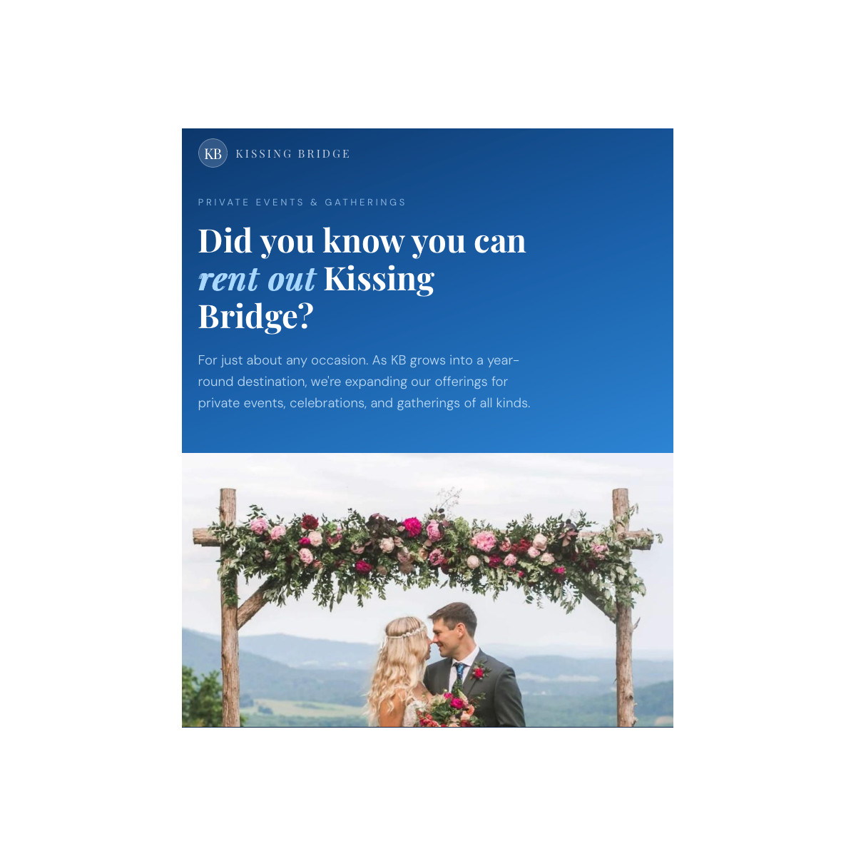 Kissing Bridge Wedding
