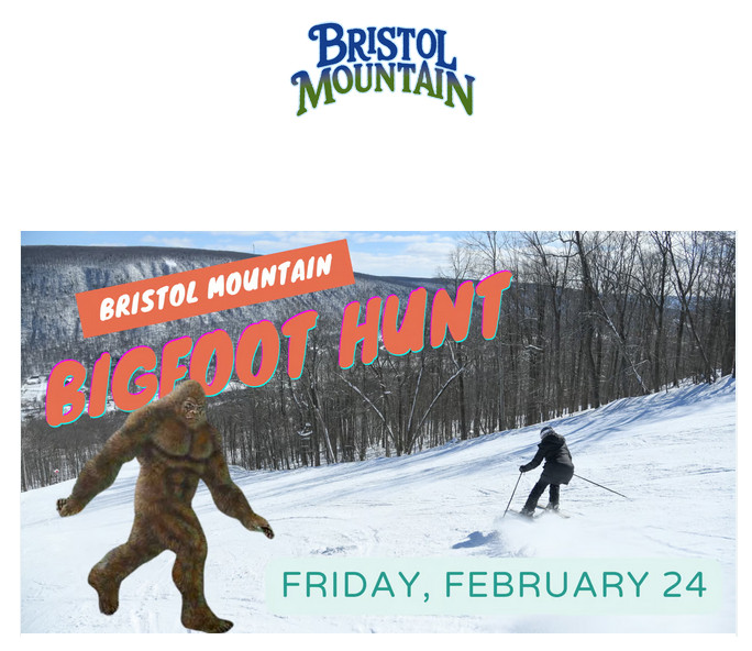 Bristol Mountain Logo and Bigfoot promo image