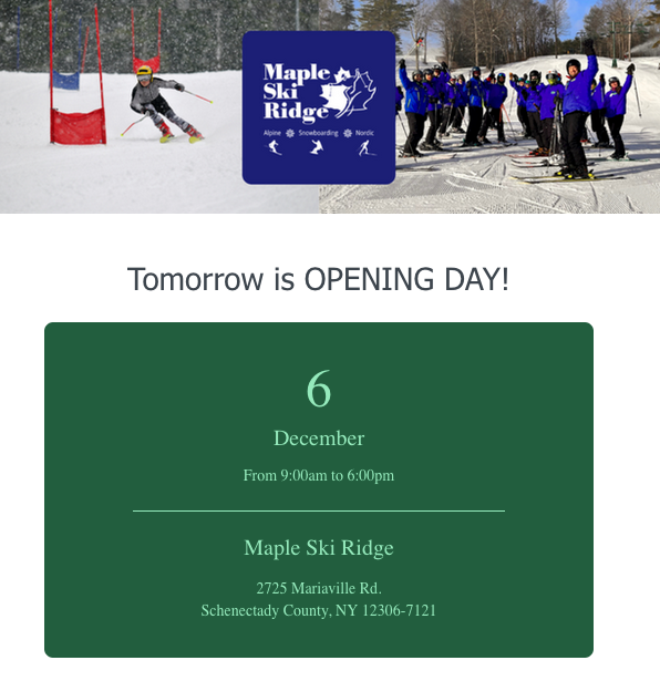 Opening Day for Maple Ski Ridge