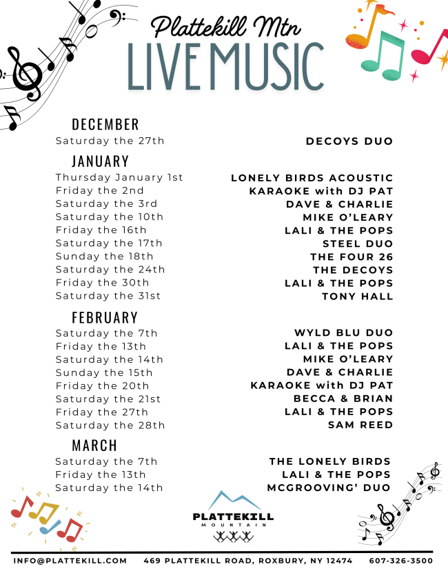 Plattekill Mountain Live Music Schedule