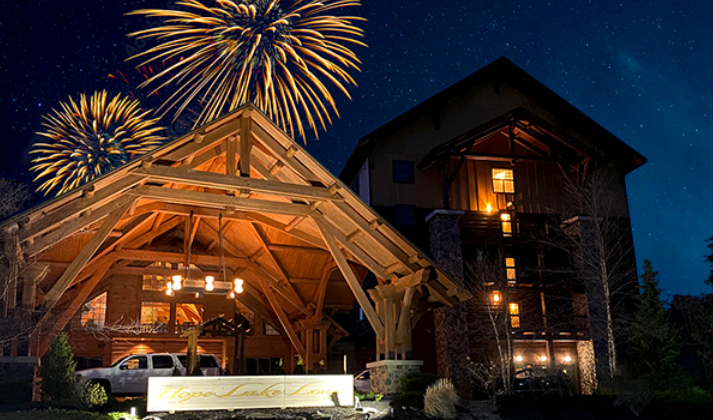 Hope Lake Lodge with Fireworks