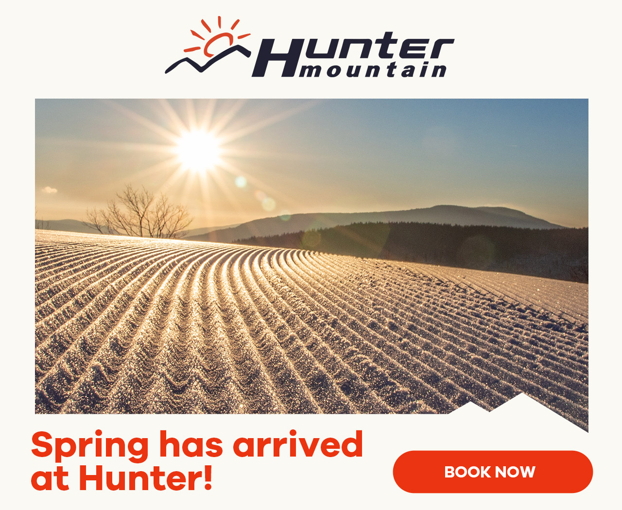 Hunter Logo and Groomed Slopes - Book Now Button