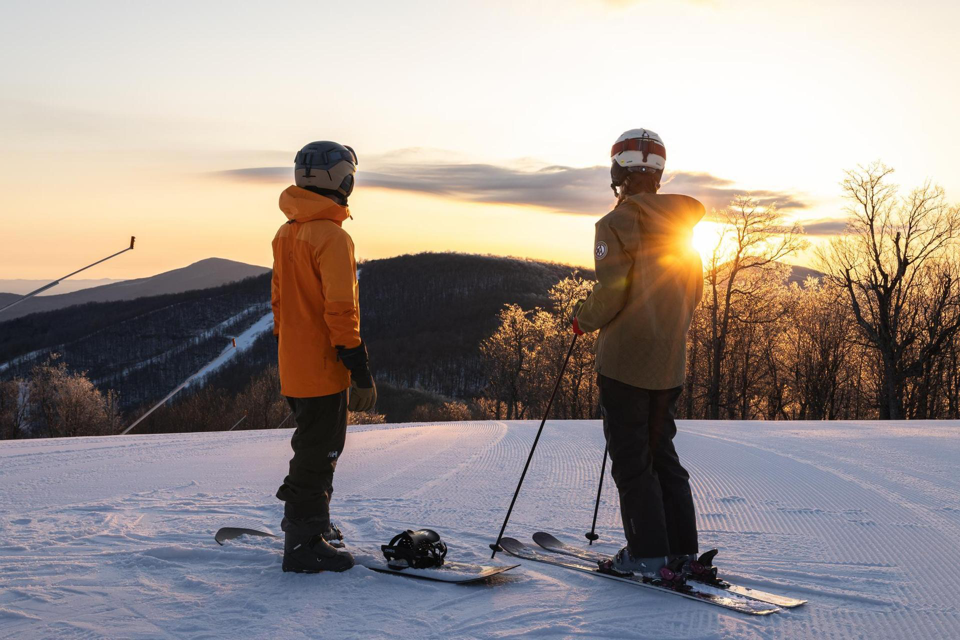 Skier and Snowboarder
