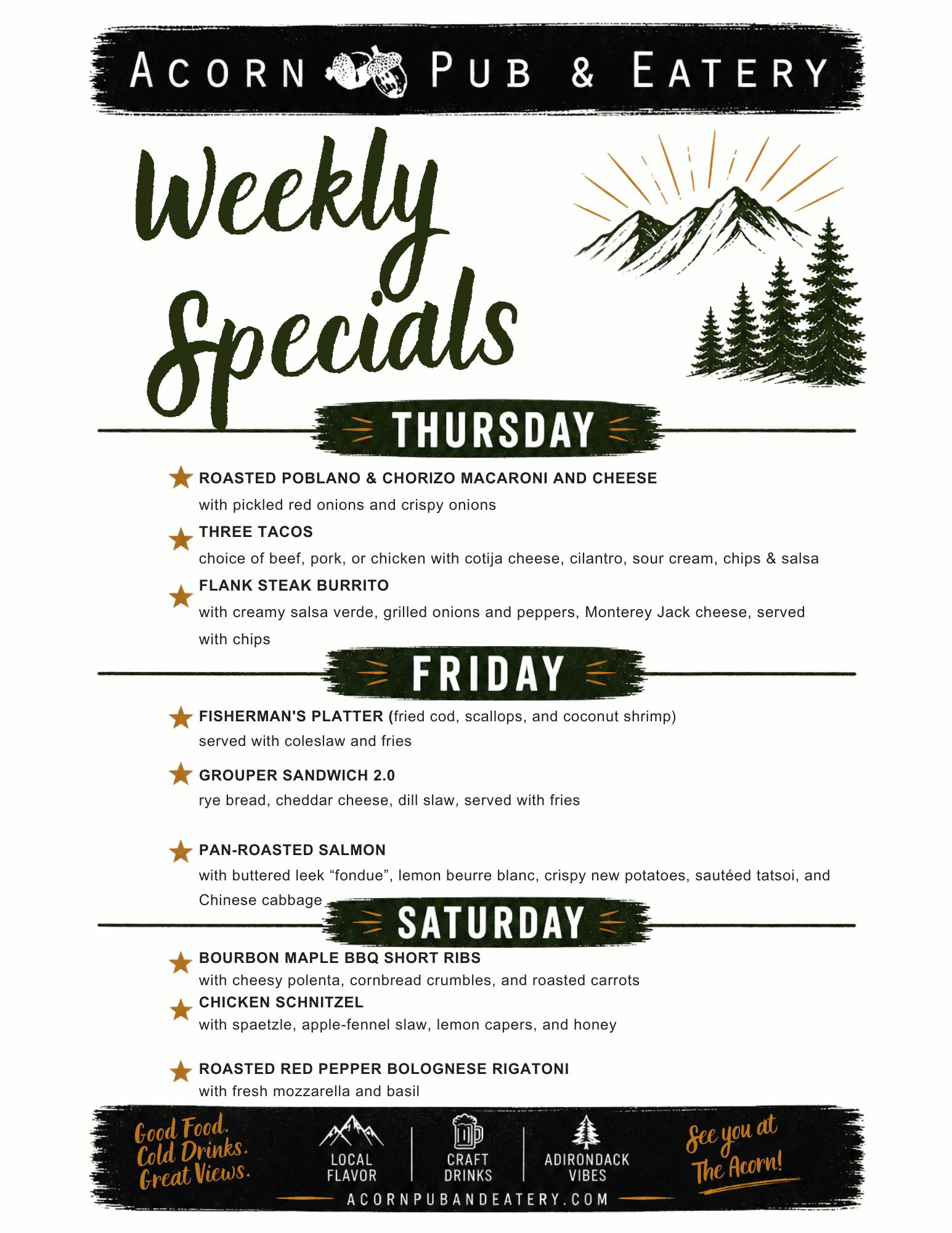 Specials Menu