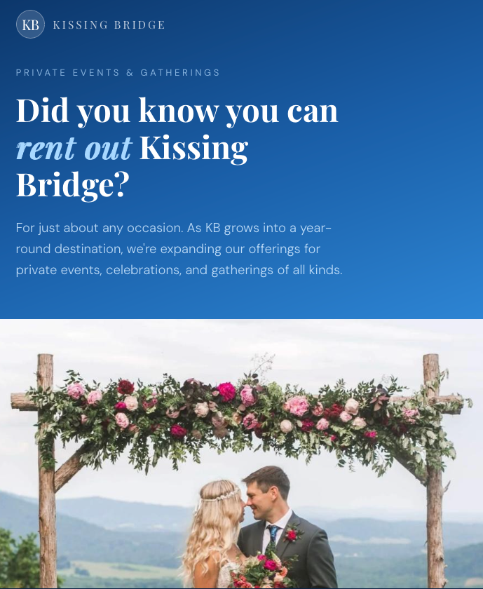 Kissing Bridge Wedding