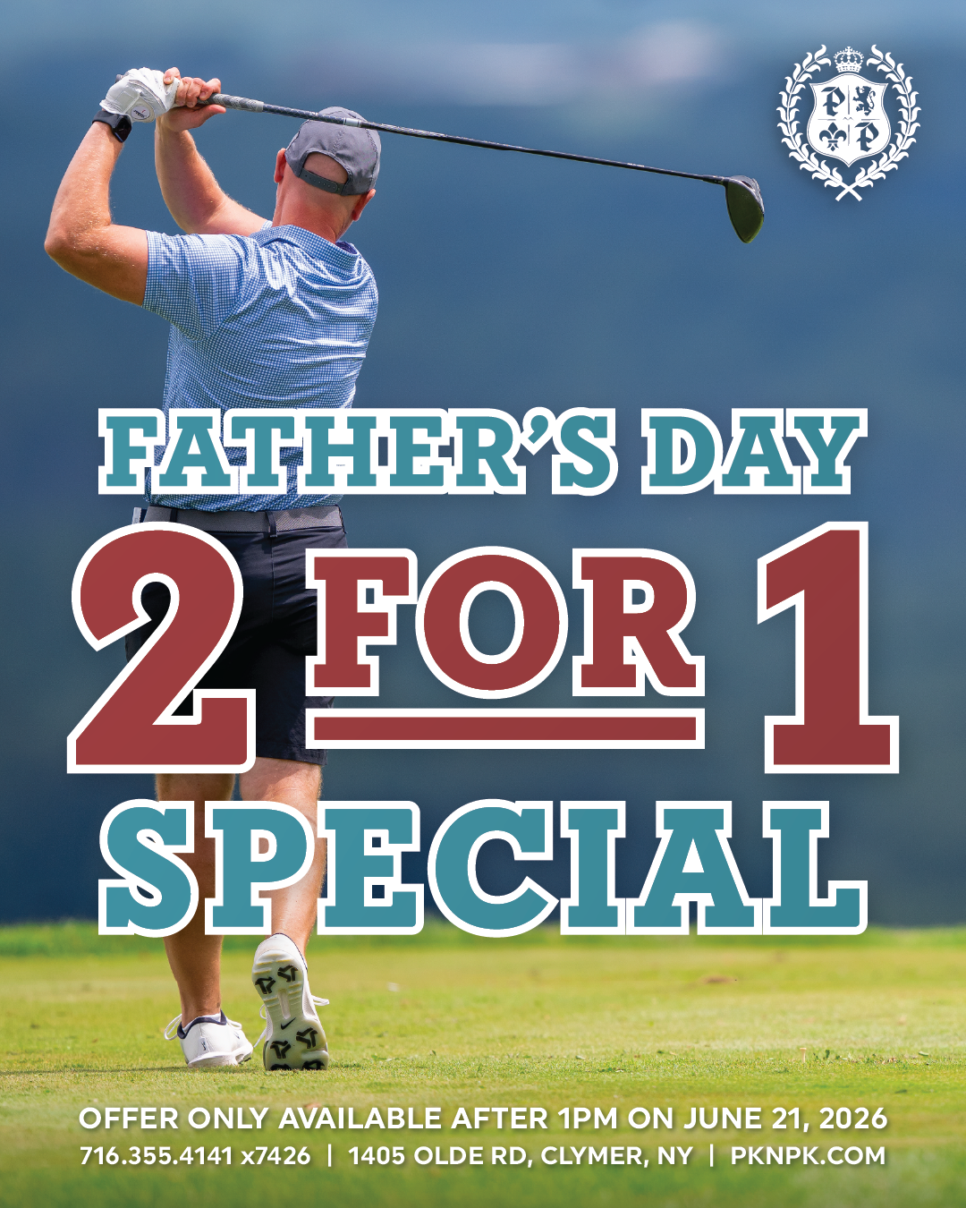 Golf 2 for 1 Fathers Day