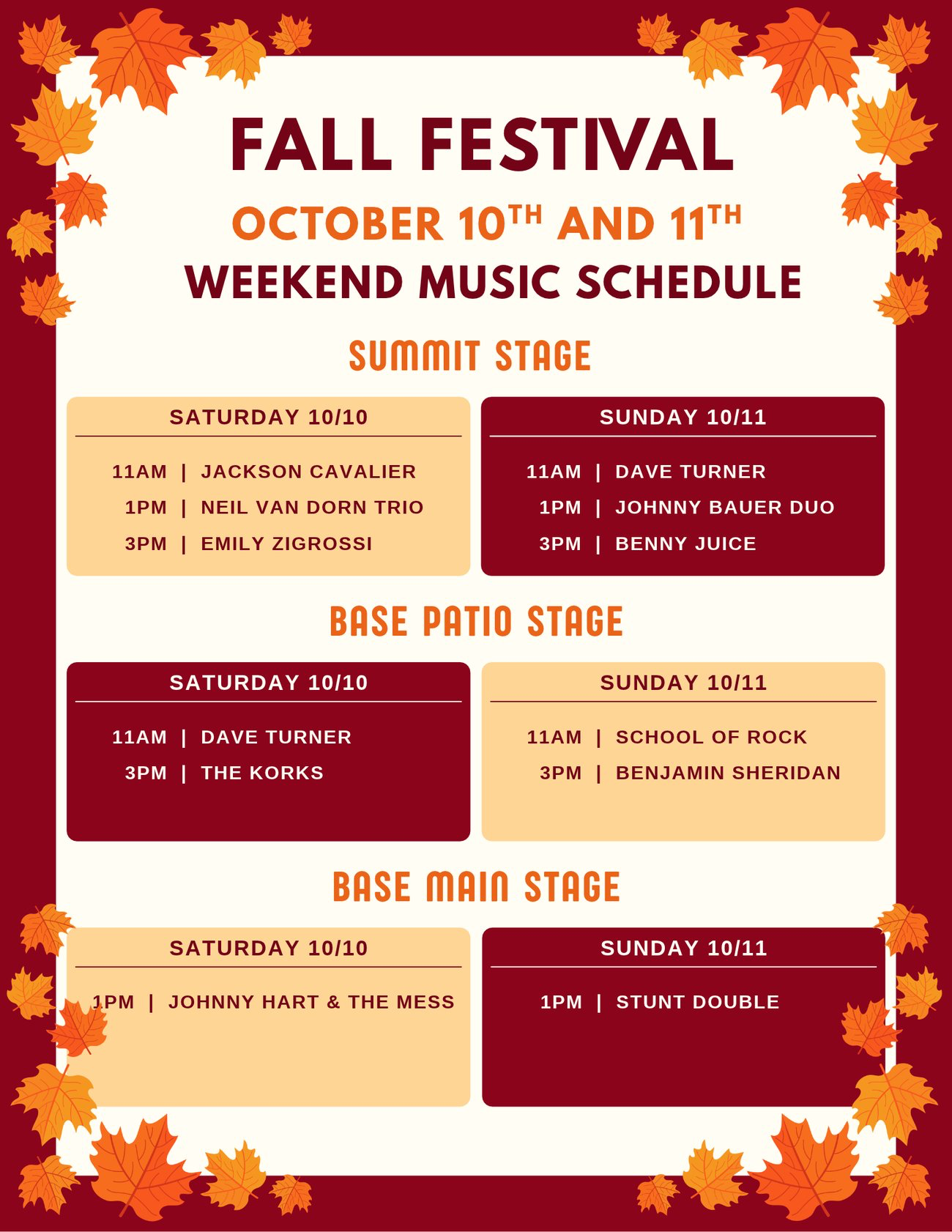 Music Schedule