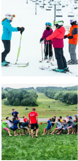 Skiers and Summer campers