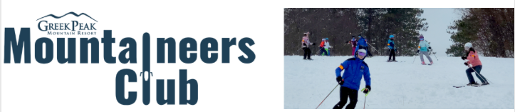 Mountaineers Club with Photo of Kids Skiing and Snowboarding