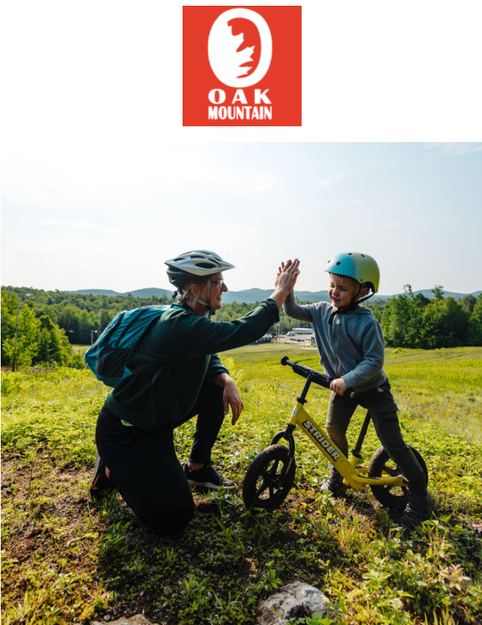 Oak Mountain Logo and mountain biker image