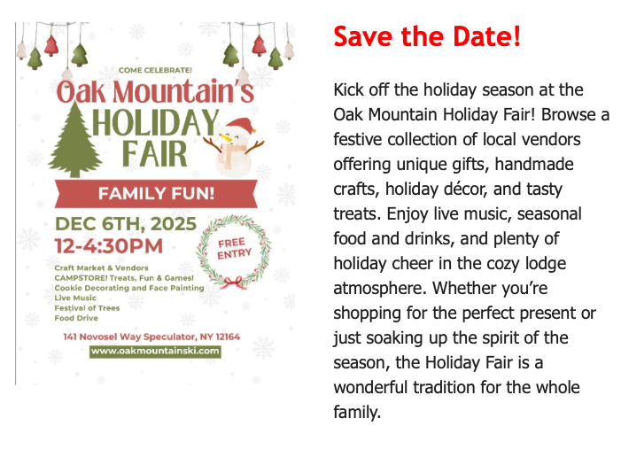 Oak Mountain Holiday Fair 12/6