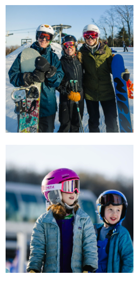 Adult Skiers and Kid Skiers