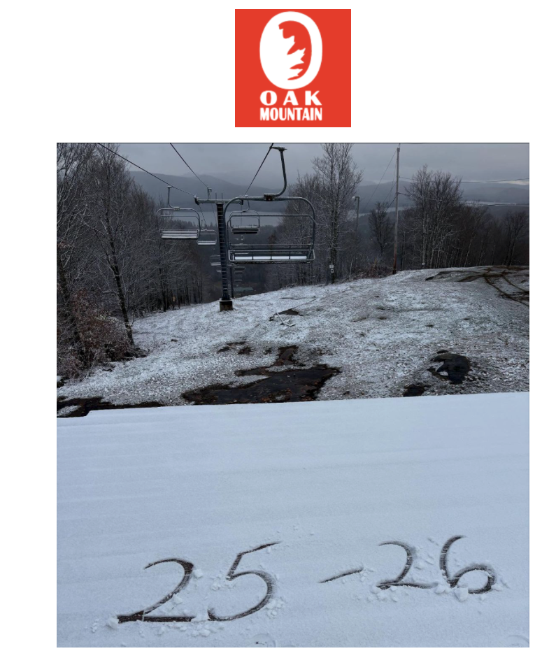 Oak Mountain Logo and First snow