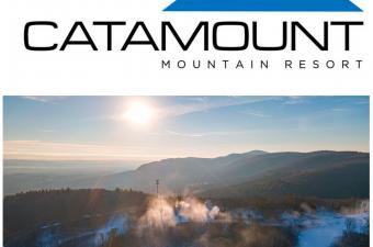 Catamount logo and view of slopes