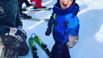 little kid skiing