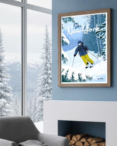 SKI NY Poster in Blue