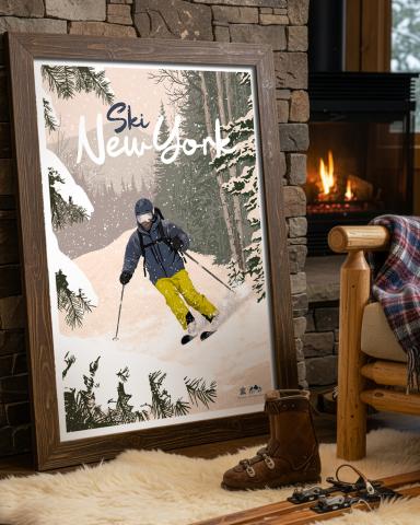 SKI NY Poster in Vintage